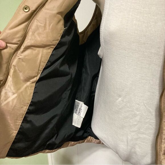 EDDIE BAUER Goose Down Tan Gilet Puffer Tan Beige Vest Womens Medium - Picture 14 of 16